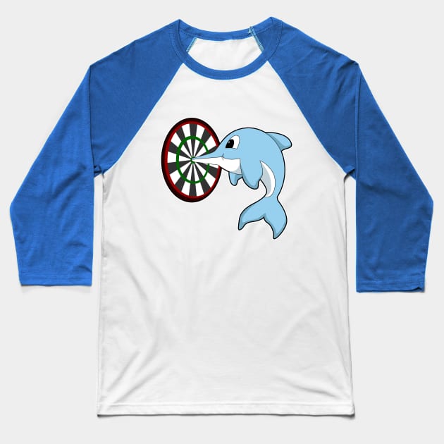 Dolphin at Darts with Dartboard Baseball T-Shirt by Markus Schnabel